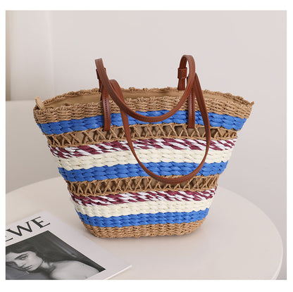 Hand woven straw bag