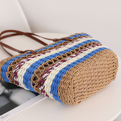 Hand woven straw bag