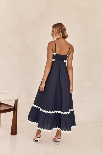 Contrast trim maxi dress