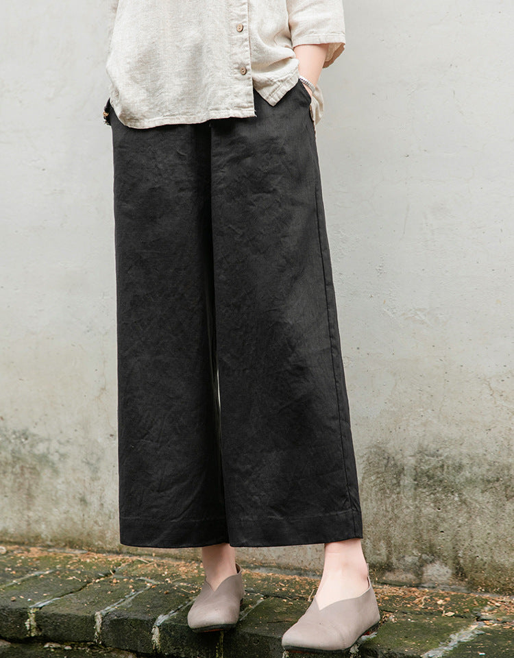 Linen blend wide Leg trousers