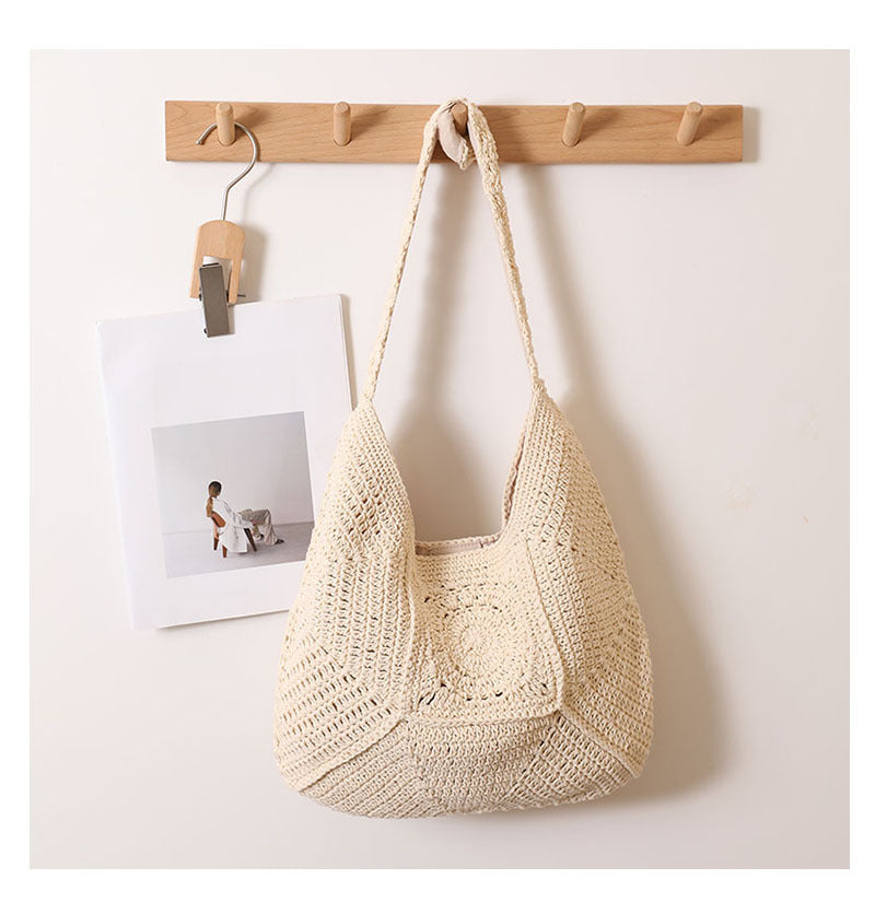 Hand woven beach bag