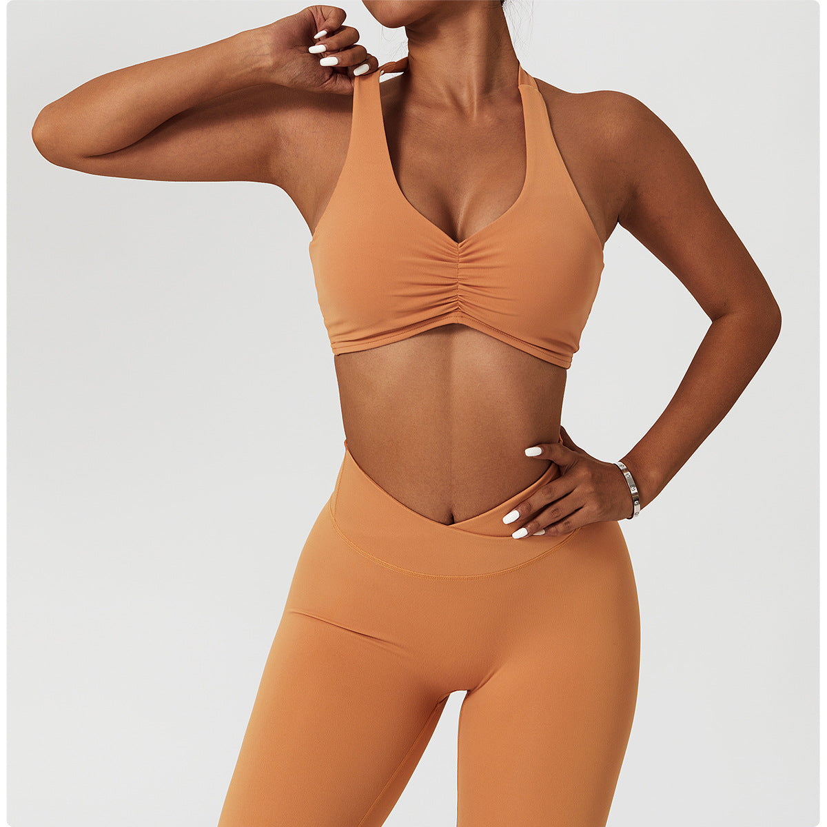 Ruched front sports bra