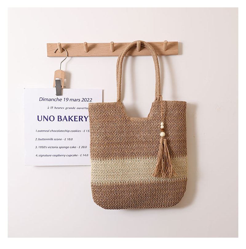 Woven Two Tone Tassel bag