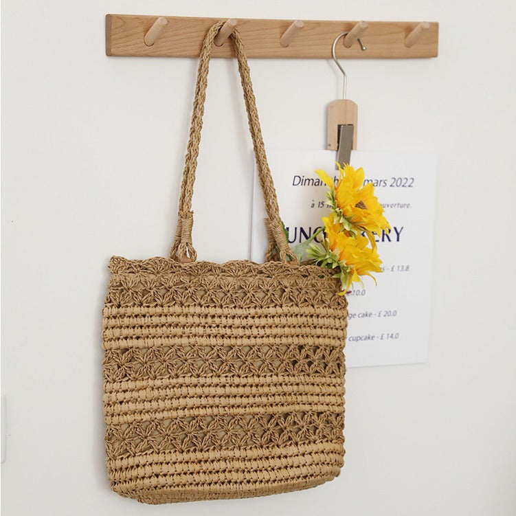 Hand woven straw bag