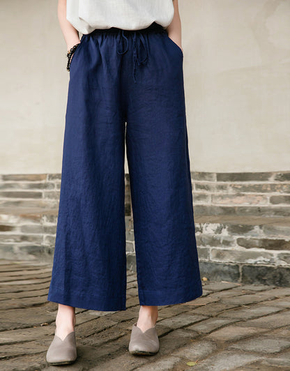 Linen blend wide Leg trousers