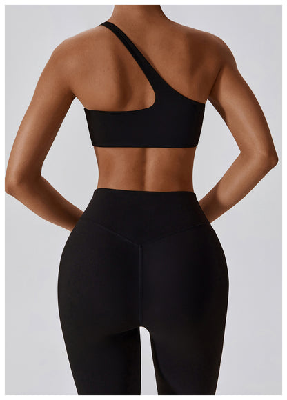 One shoulder asymmetric sports bra