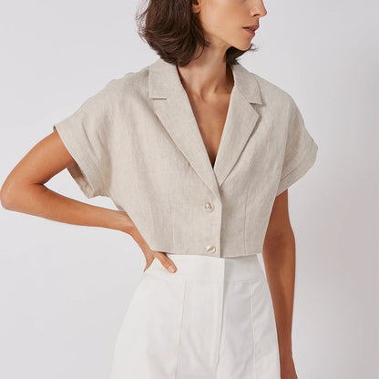 Linen blend  Collared top