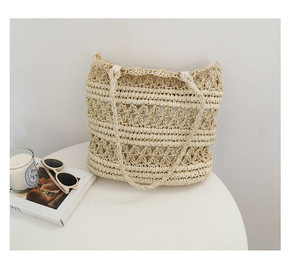 Hand woven straw bag