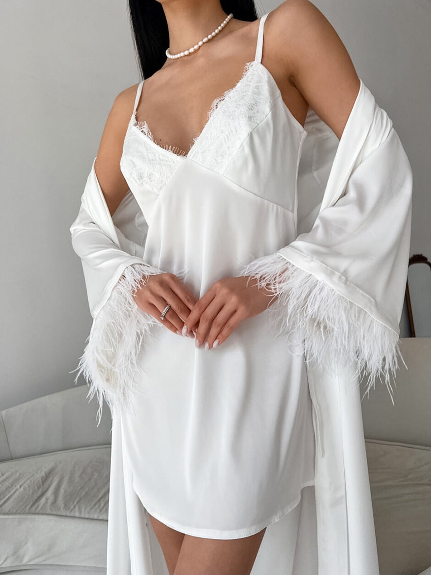 Satin two piece nightdress & robe set