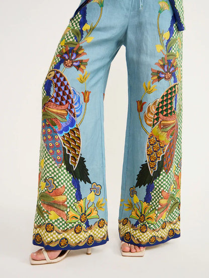 Printed matching top & trouser set