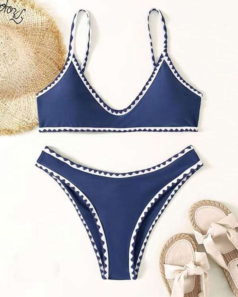 Contrast trim bikini set