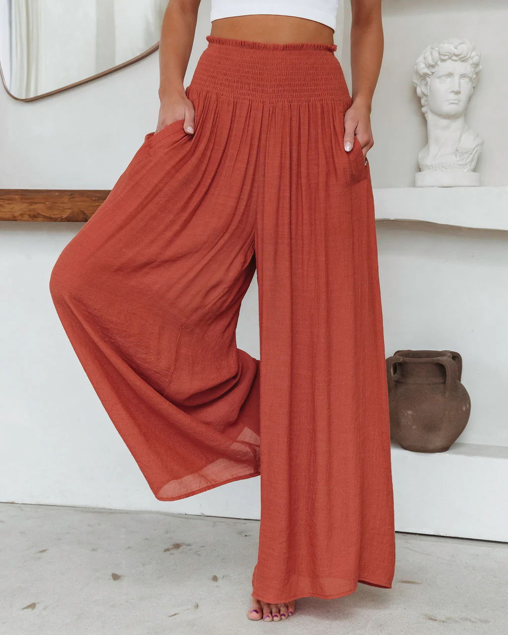 Wide leg beach trousers