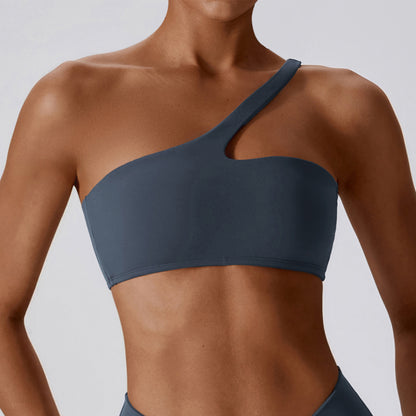 One shoulder asymmetric sports bra