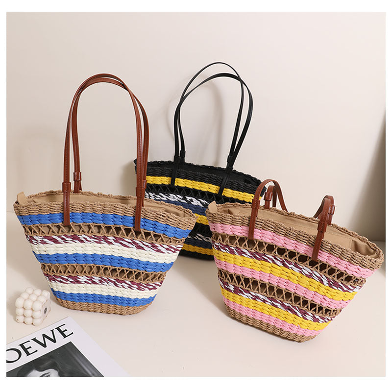 Hand woven straw bag