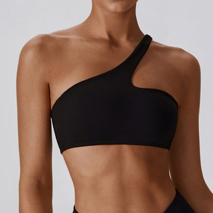 One shoulder asymmetric sports bra