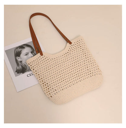 Hand woven straw bag