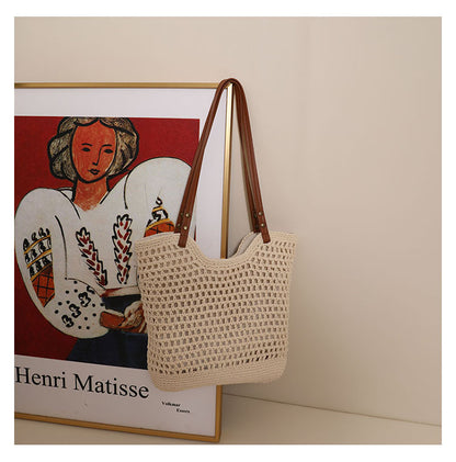 Hand woven straw bag