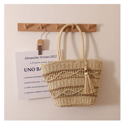 Hand woven beach bag