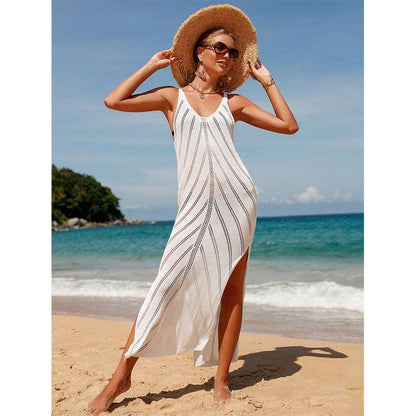 Backless V-neck knitted beach dress