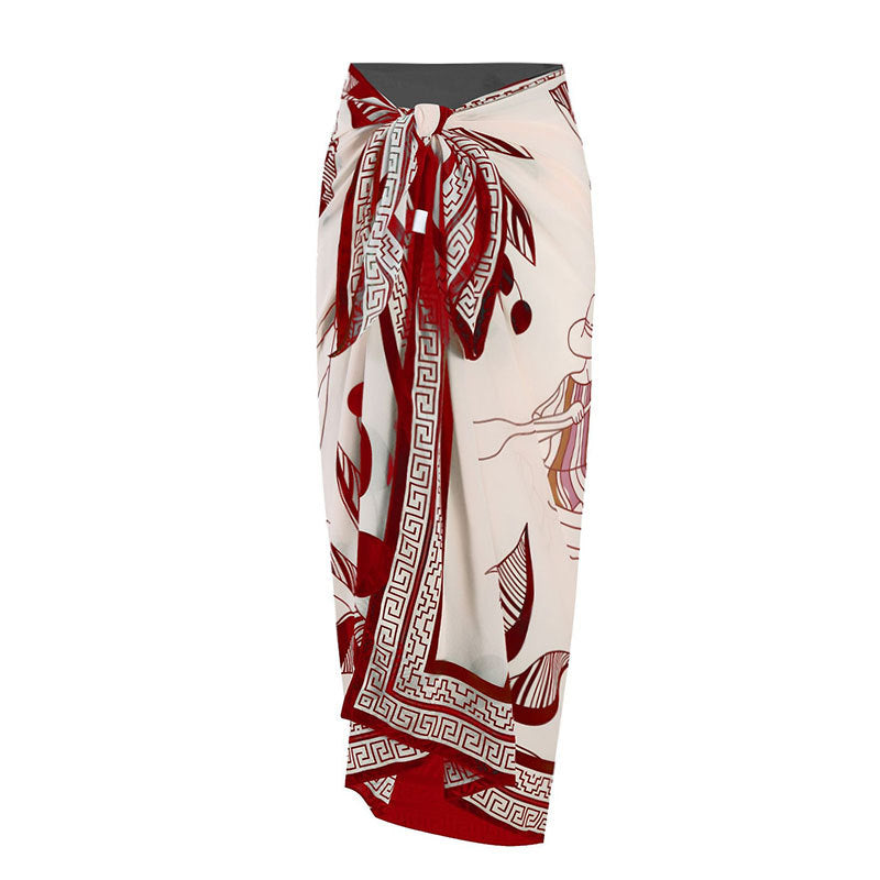 Tie front swimsuit with matching sarong