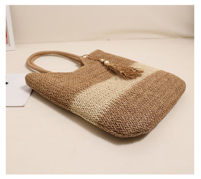 Woven Two Tone Tassel bag