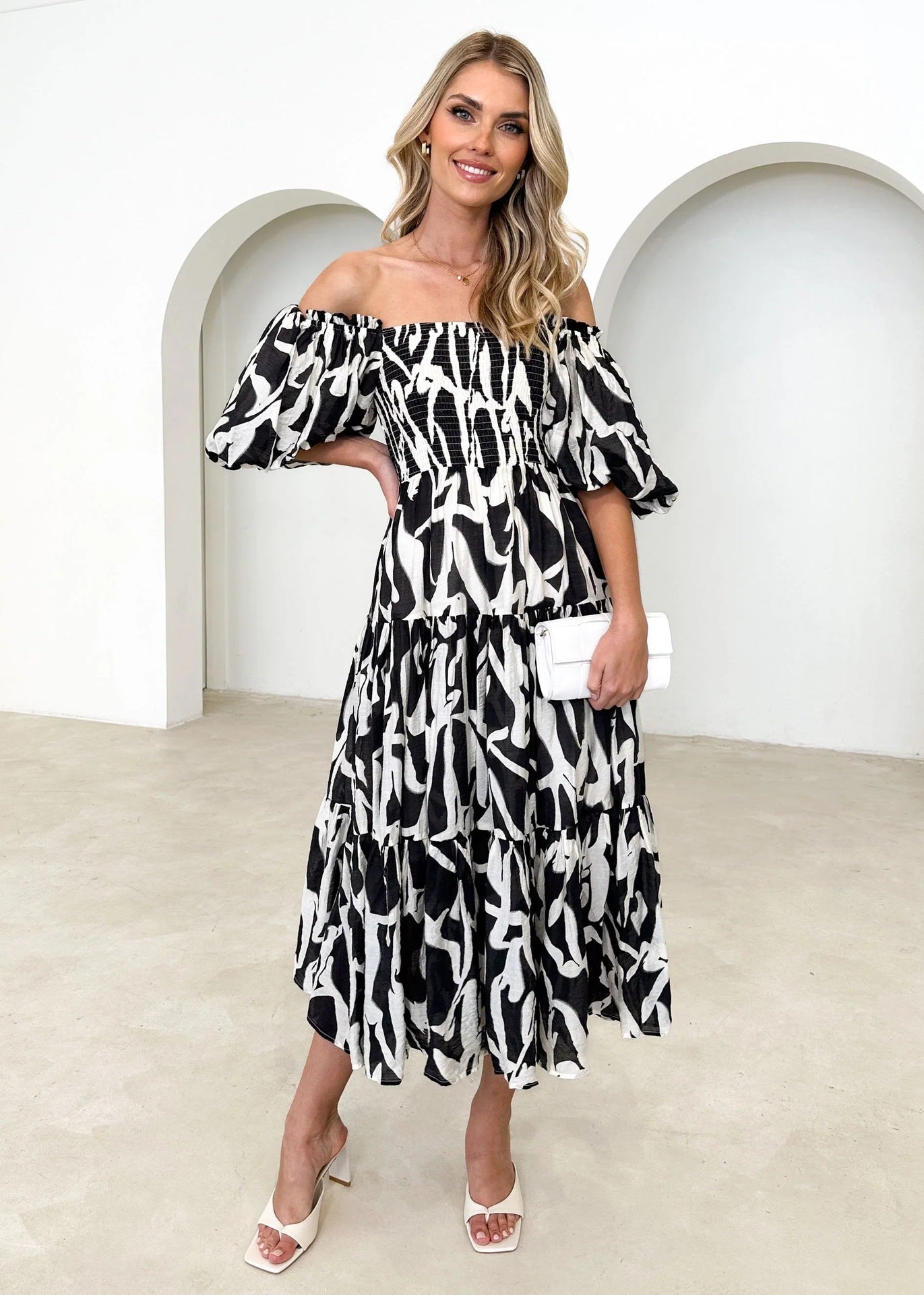 Printed tiered dress