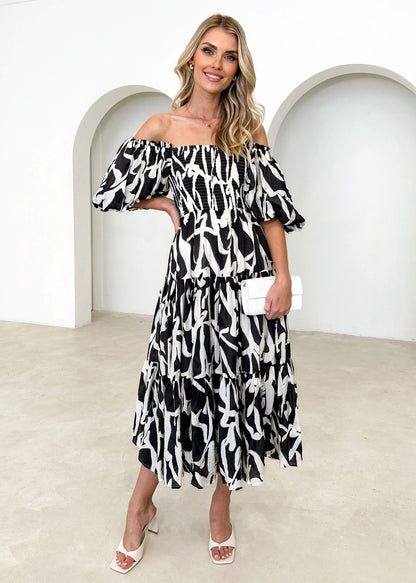 Printed tiered dress