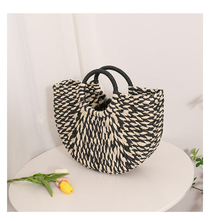 Two colour woven hand bag