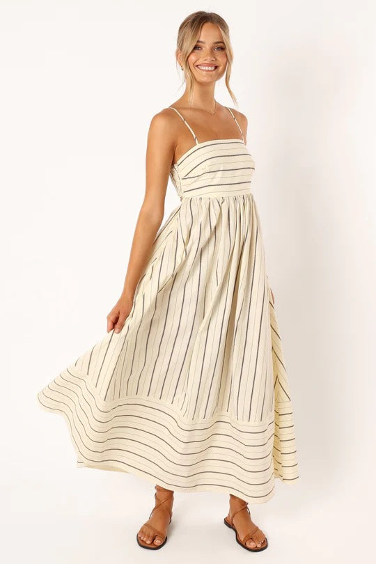 Printed stripe maxi dress