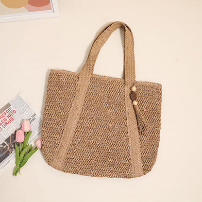 Hand woven straw bag