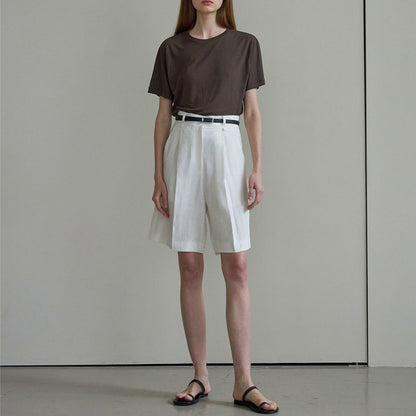 Cotton linen blend shorts