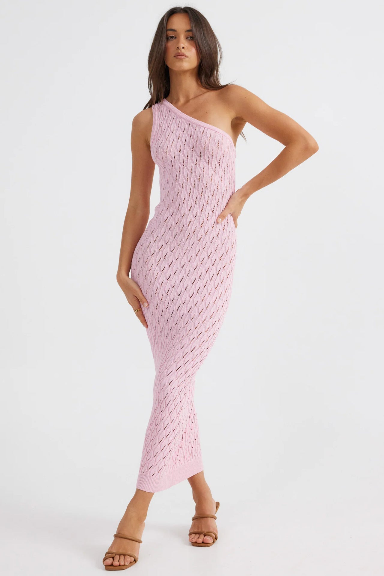 One shoulder knitted dress