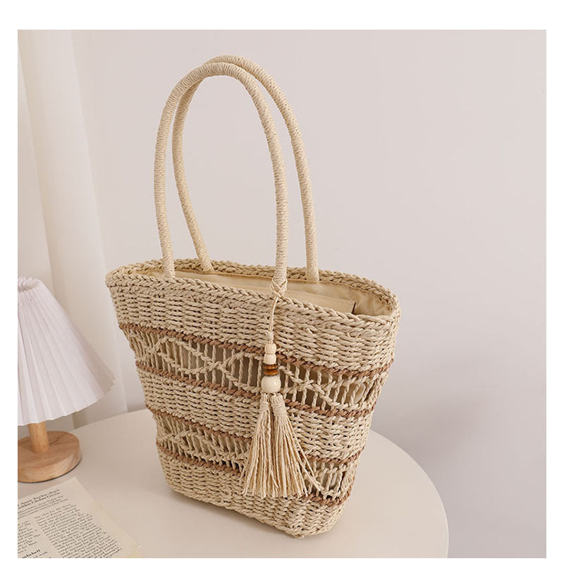 Hand woven beach bag