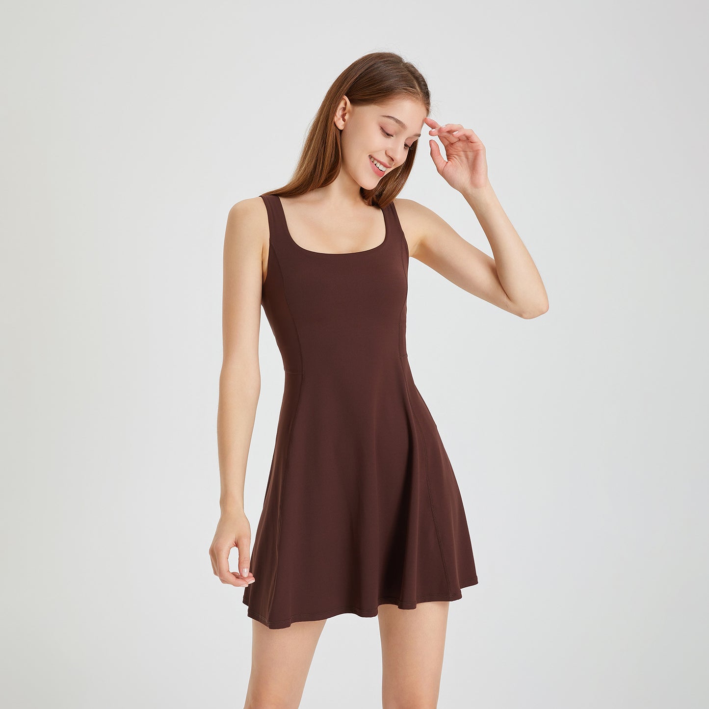 Sports dress with padded bra for support