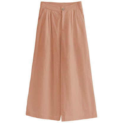 Linen blend wide leg trousers