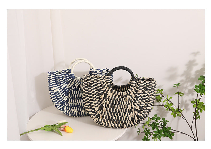 Two colour woven hand bag