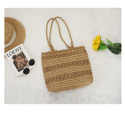 Hand woven straw bag