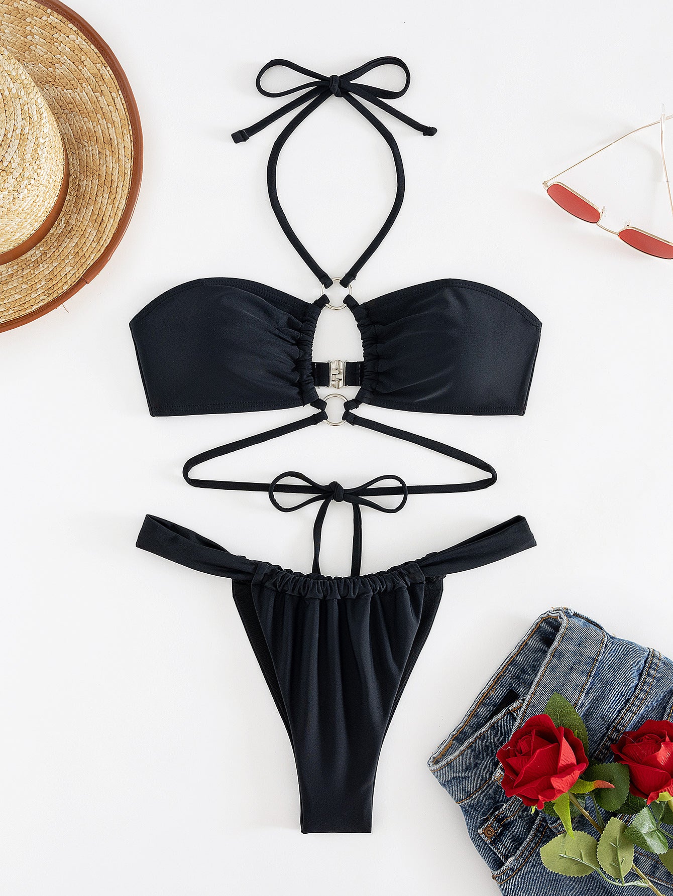 Lace up bikini set