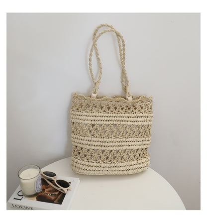 Hand woven straw bag