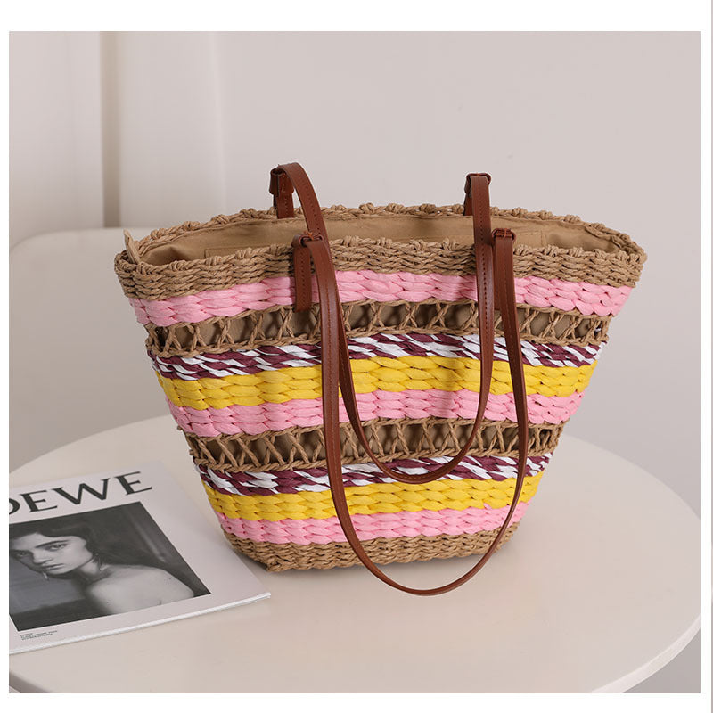 Hand woven straw bag