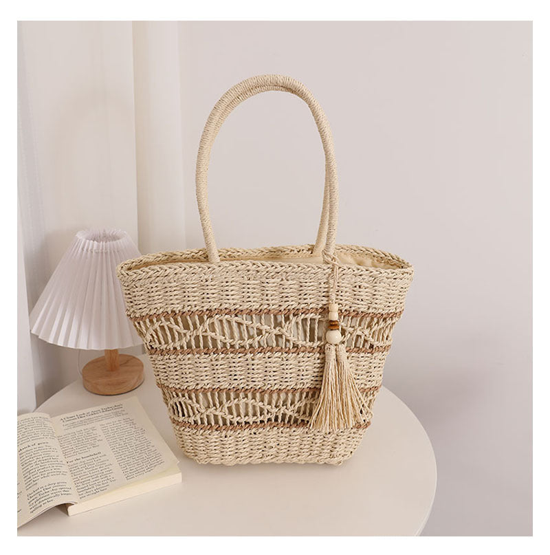 Hand woven beach bag