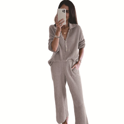 Soft touch knitted rib loungewear set