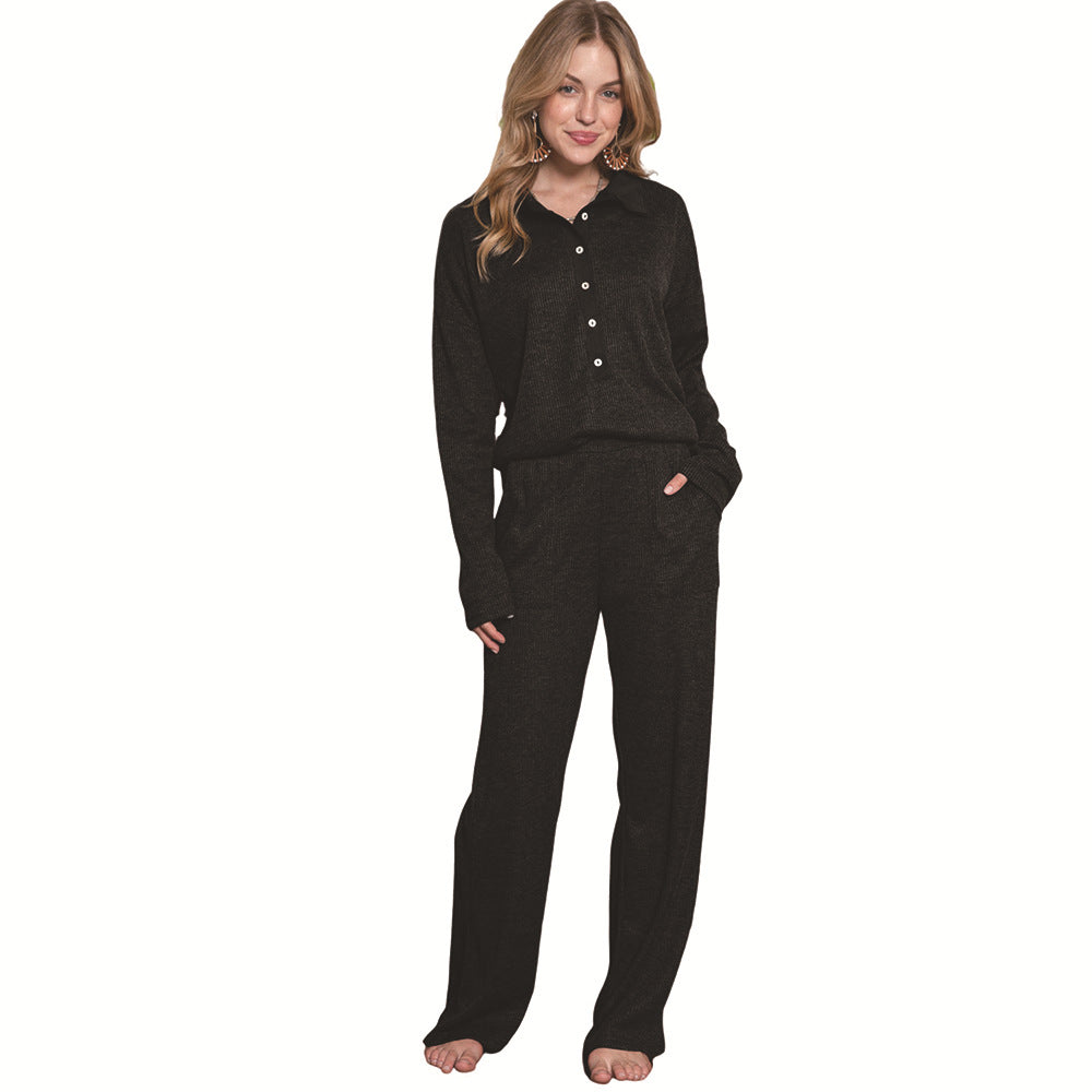 Soft touch knitted rib loungewear set