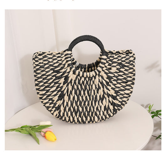 Two colour woven hand bag