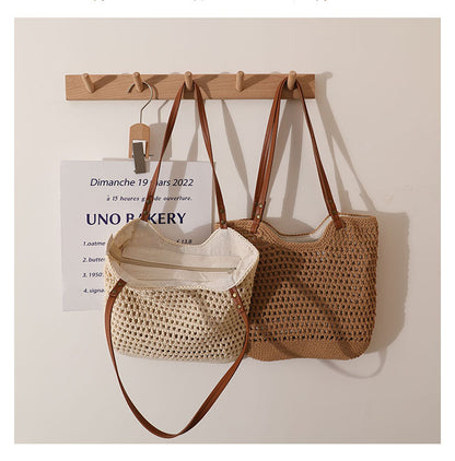 Hand woven straw bag