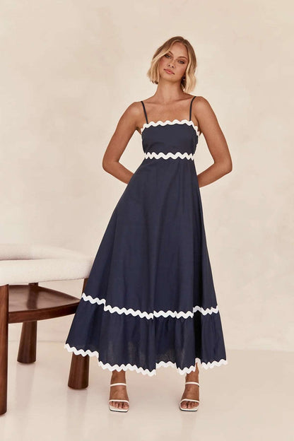 Contrast trim maxi dress