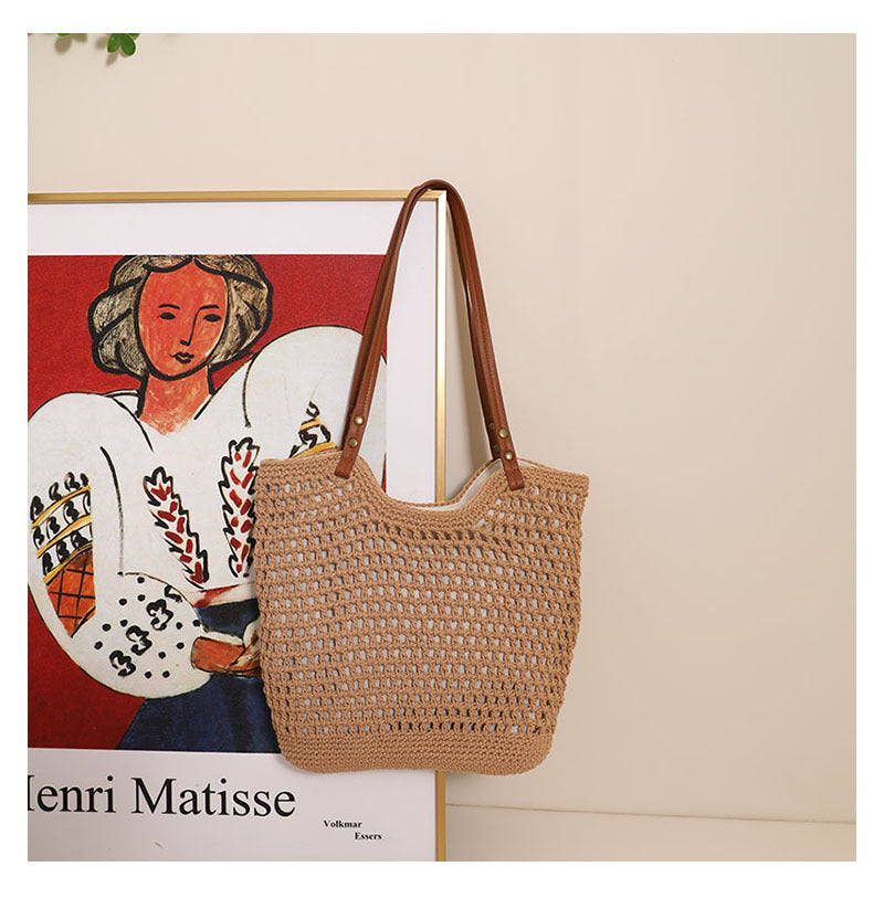 Hand woven straw bag