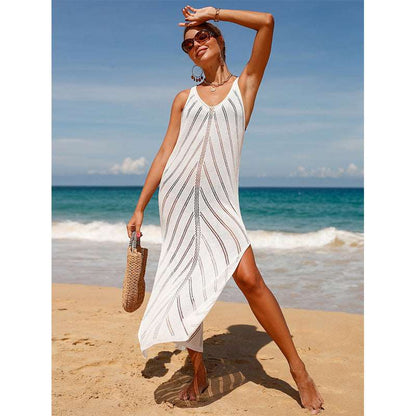 Backless V-neck knitted beach dress