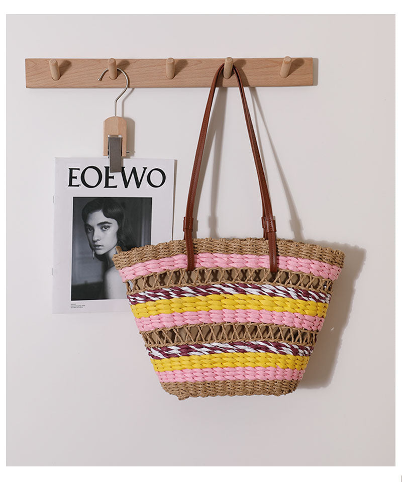 Hand woven straw bag