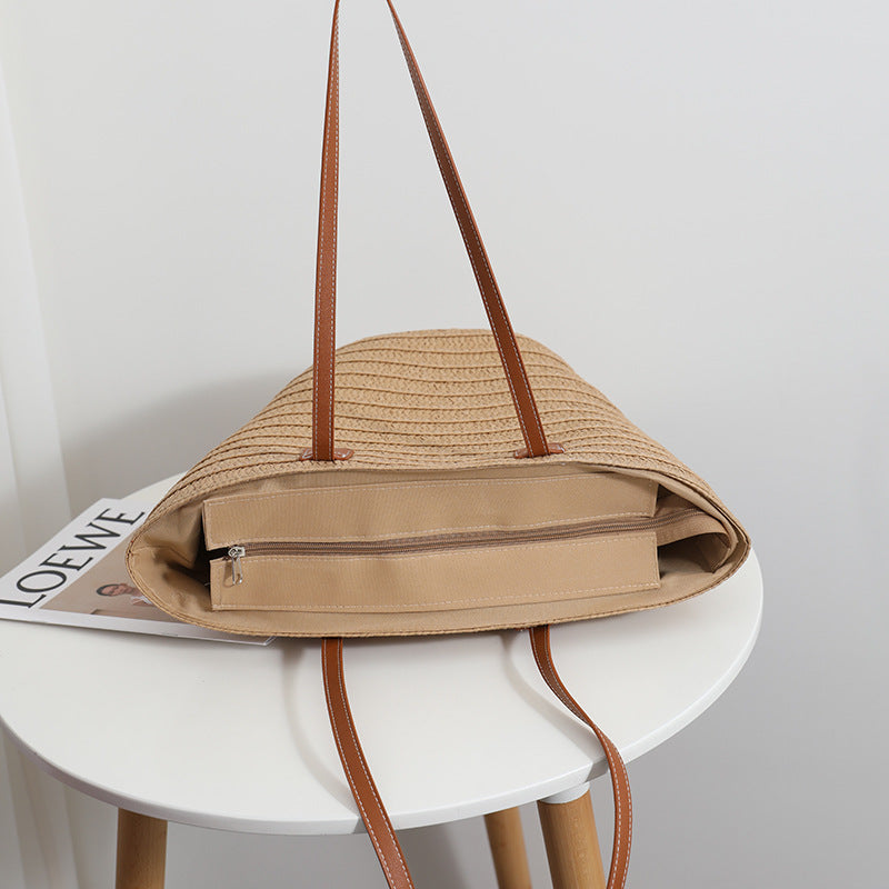 Large straw beach bag